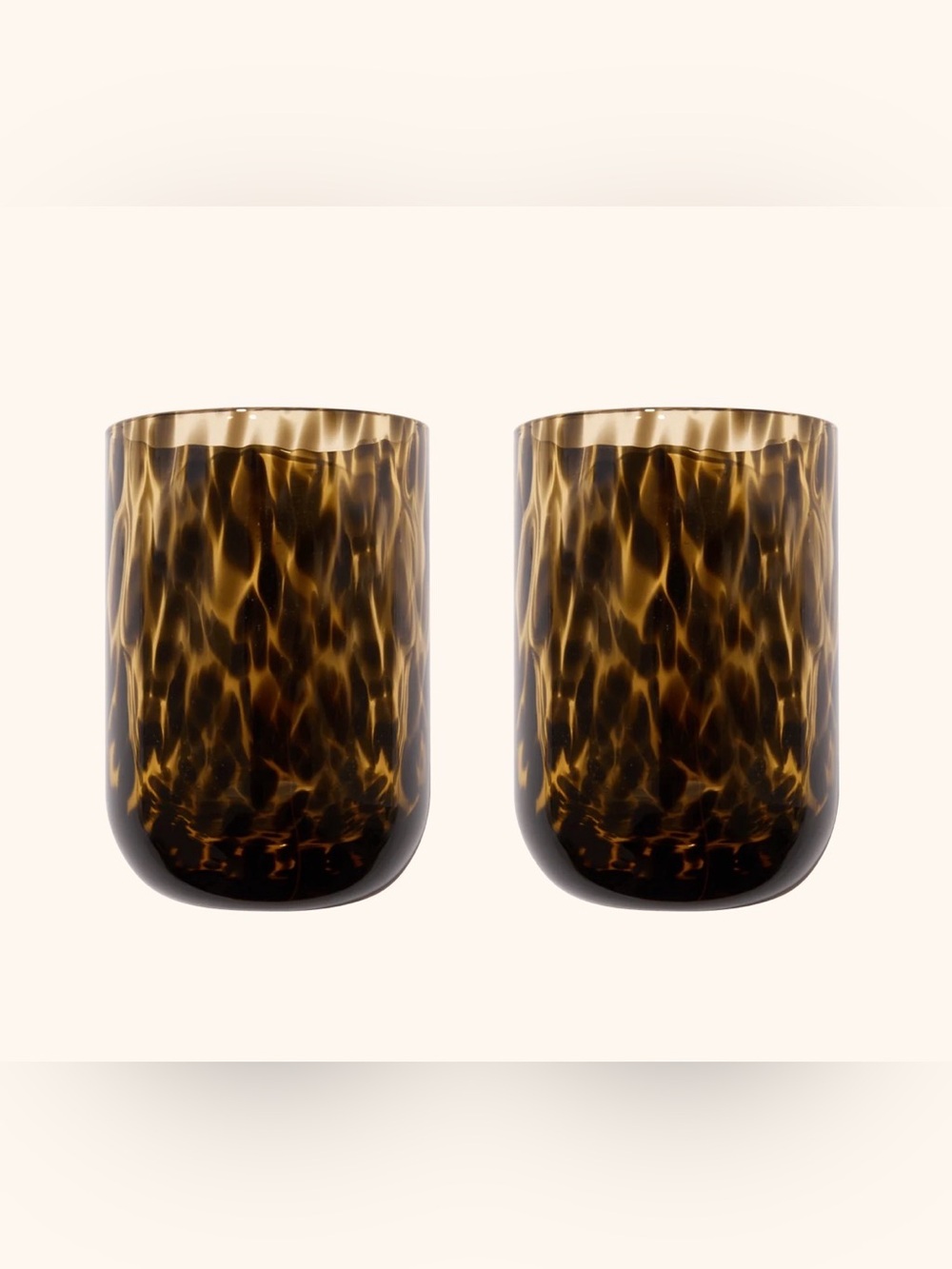 pretti.cool Tortoiseshell Glass Fall Tumblers - Set of 2 in Amber Brown